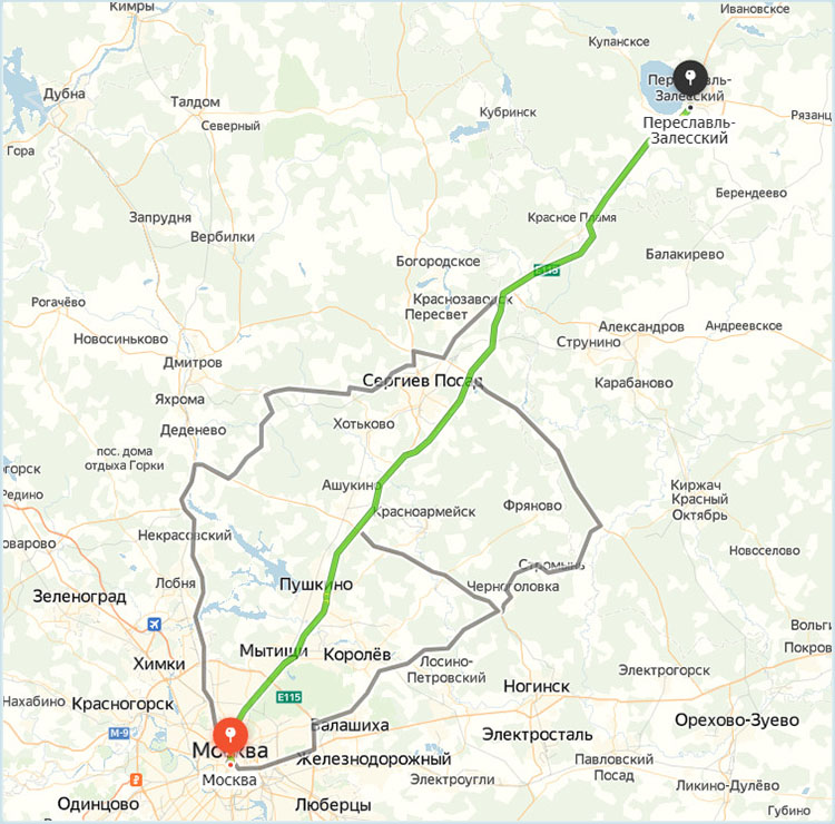 Переславль-Залесский на карте